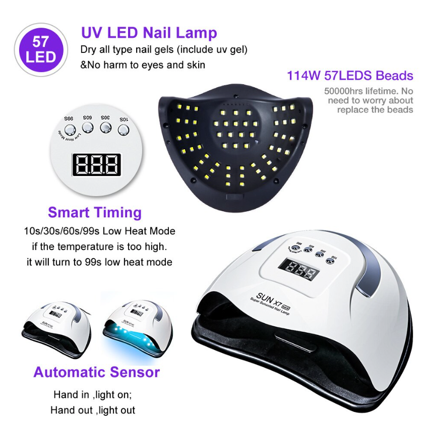 | InstaCure Nail Dryer | 220W Nail Dryer LED Lamp UV Light Polish Gel Curing Machine Electric Manicure