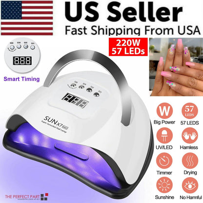| InstaCure Nail Dryer | 220W Nail Dryer LED Lamp UV Light Polish Gel Curing Machine Electric Manicure